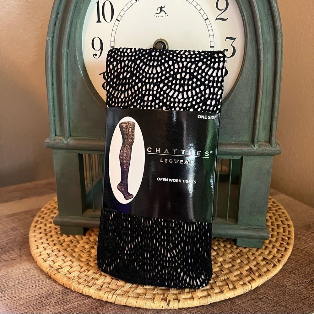 Chatties Black Open Work Tights